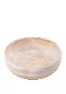 14 in White Wash Round Bowl | Belk