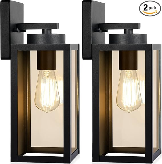 Outdoor Wall Light Fixtures, Exterior Waterproof Wall Lanterns, Porch Sconces Lighting with E26 S... | Amazon (US)