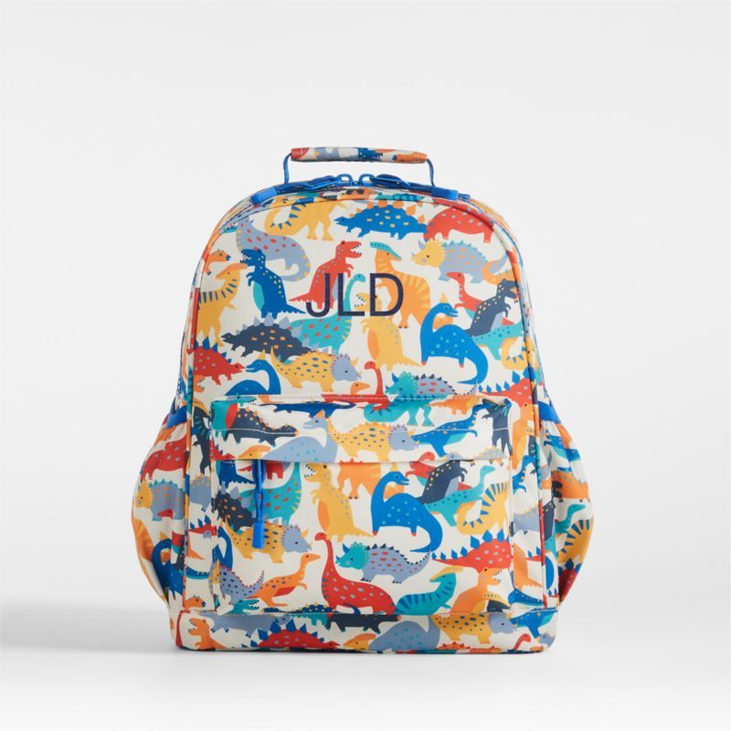 Dinosaur Party Personalized Medium Kids School Backpack with Side Pockets + Reviews | Crate & Kid... | Crate & Barrel