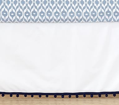 Pom Pom Crib Skirt, Navy | Pottery Barn Kids