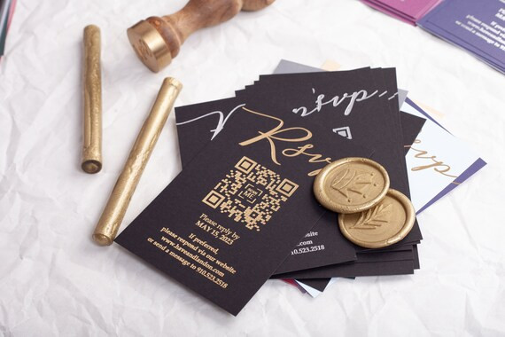 Customized RSVP Cards With QR Code Foil Printed Rsvp Card - Etsy | Etsy (US)