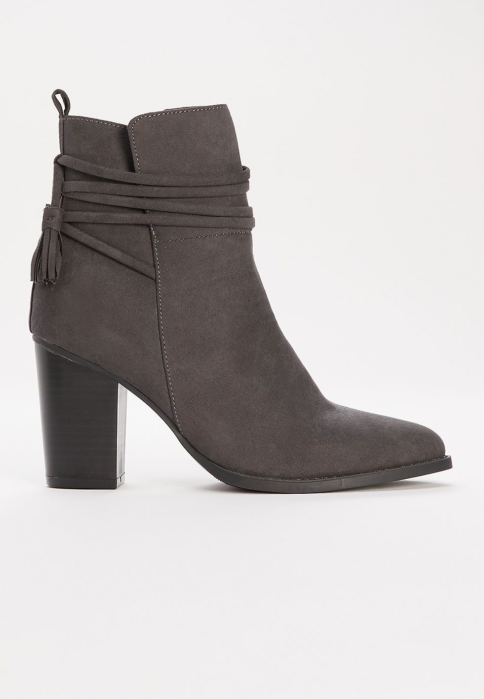 Brooklyn Gray Tassel Ankle Boot | Maurices