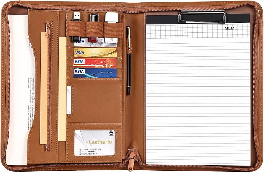 Leathario Portfolio Business Folder Padfolio A4 Writing Pad Document Organizer for Men Women Offi... | Amazon (US)