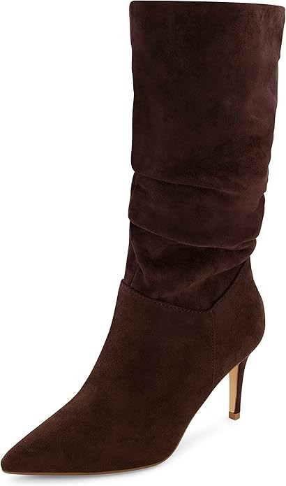 CUSHIONAIRE Women's Porsha Slouchy Vegan Suede Mid-Calf Scrunch Boot with Pointed Toe, Memory Foa... | Amazon (US)