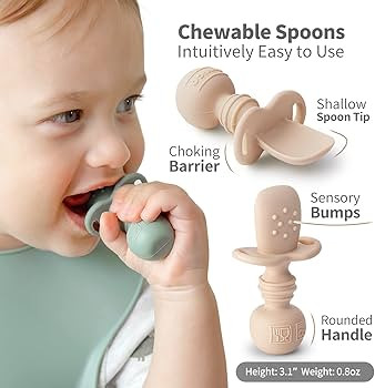 SAMiGO Silicone Baby Spoons Self Feeding 6+ Months - Infant Toddler Utensils - First Stage Baby L... | Amazon (US)