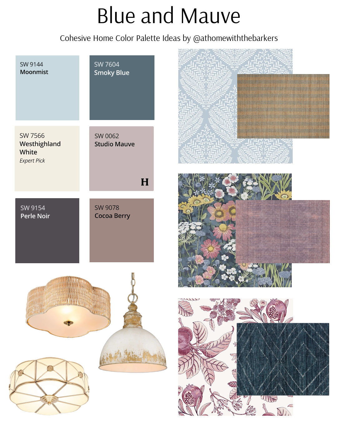 Blue and mauve home color palette. wallpaper and area rug 

 #LTKHome #LTKSaleAlert