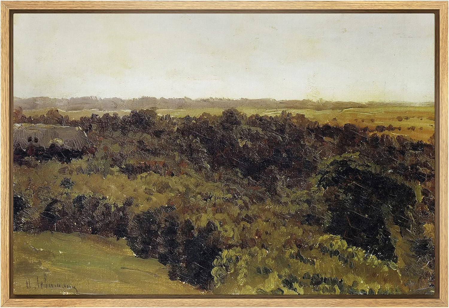 MUDECOR Framed Canvas Print Wall Art Brown & Green Watercolor Forest Landscape Nature Wilderness Ill | Amazon (US)