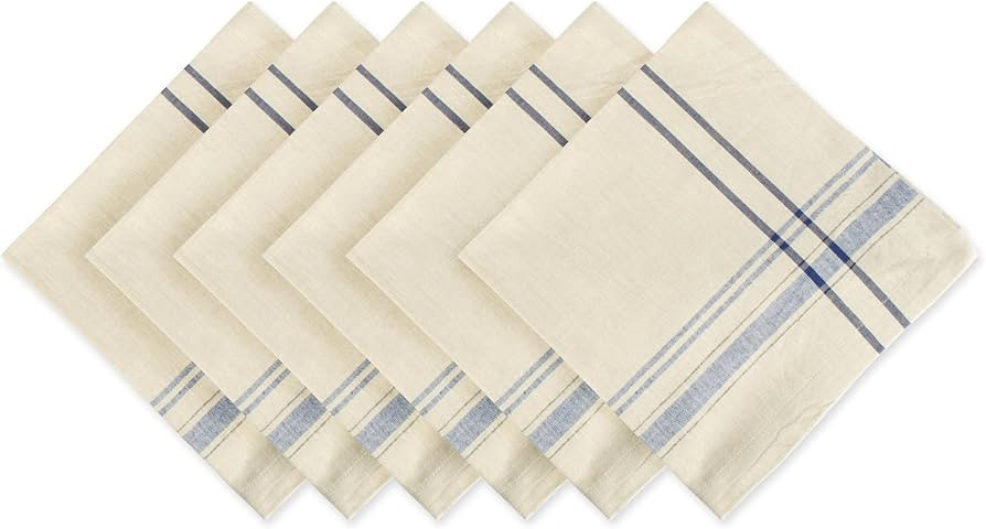 DII French Stripe Tabletop Collection Farmhouse Style Dining Table Linen Napkin Set, 20x20, Taupe... | Amazon (US)