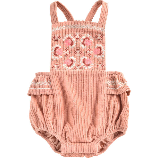 Louise Misha | Maria Romper, Sienna Velvet (Pink, Size 9M) | Maisonette | Maisonette