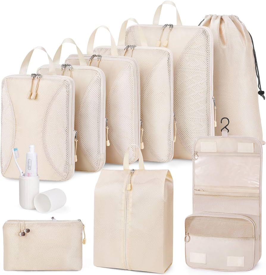 Compression Packing Cubes 10 Sets, Packing Organizers, Extensible Suitcase Organiser Bags, Travel... | Amazon (US)