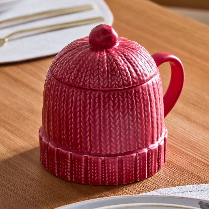 Cable Knit Hat Figural Stoneware Mug | West Elm (US)
