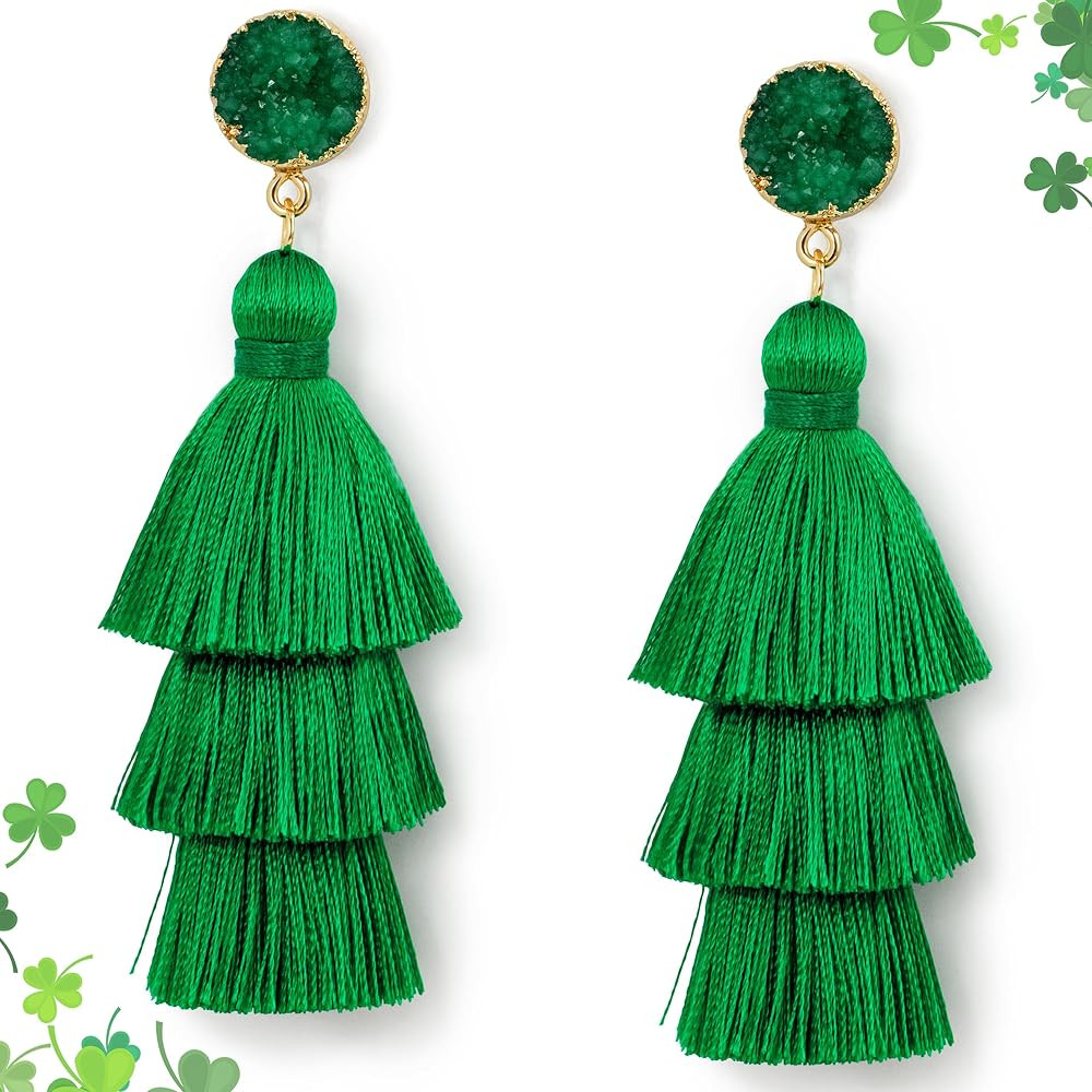Me&Hz Colorful Layered Tassel Earrings Bohemian Statement Tiered Tassel Big Dangle Drop Earrings ... | Amazon (US)