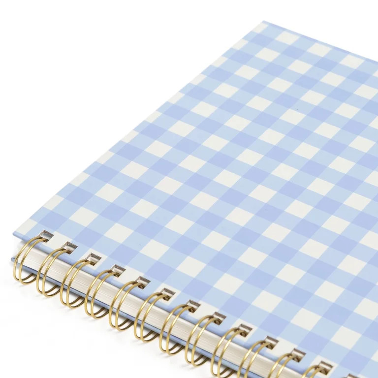 Pearhead Blue Gingham College Ruled Spiral Notebook with Hardcover, 8 x 10.5 inches, 200 Pages | Walmart (US)