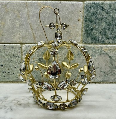 Rhinestone Jeweled And Beaded Gold Openwork Crown Christmas Ornament 5” Tall | eBay US