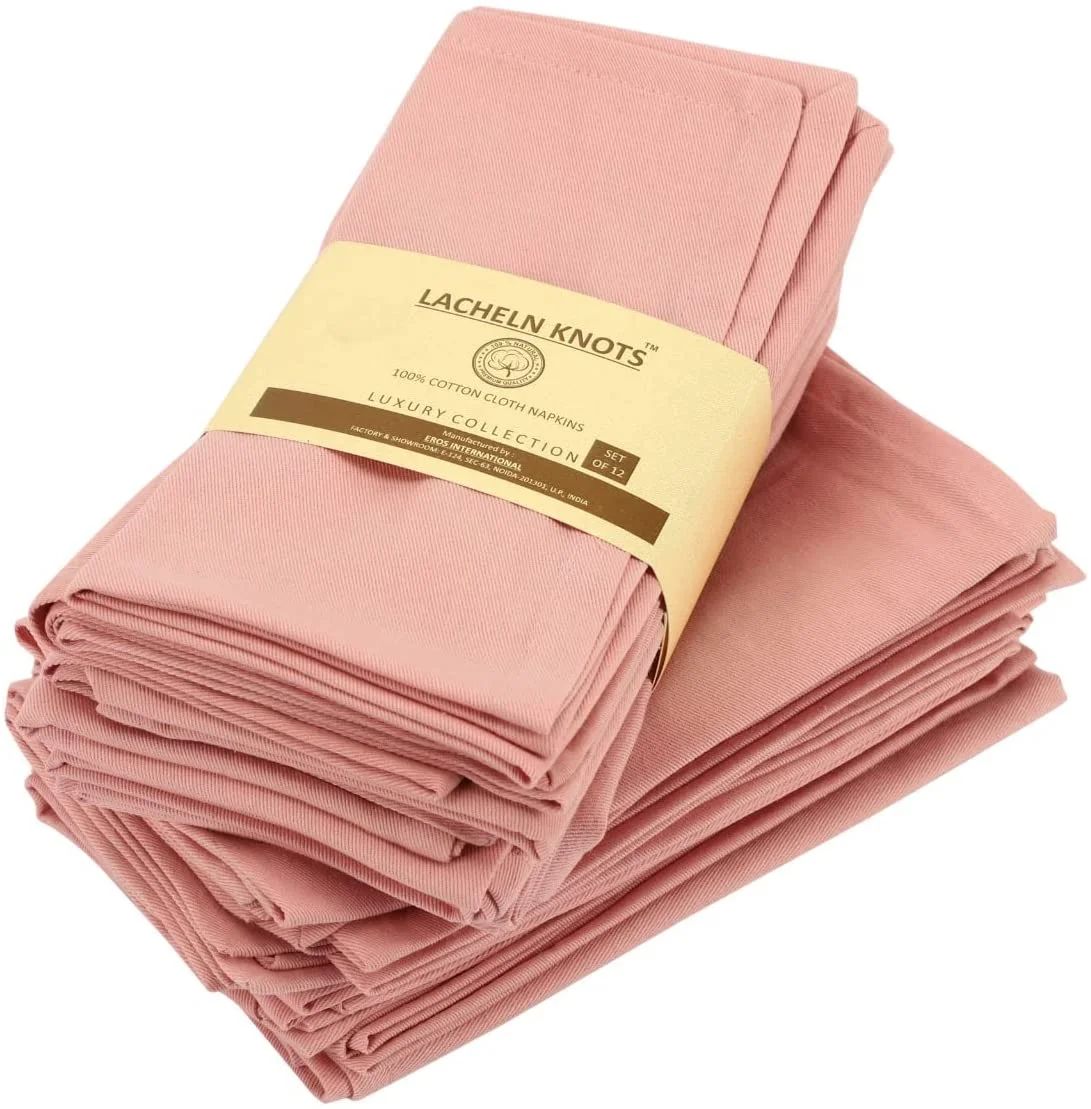 Lacheln Knots Cloth Napkins Set of 12 Cotton | Pink Linen Napkins |Dinner Napkins | Napkins Washa... | Walmart (US)