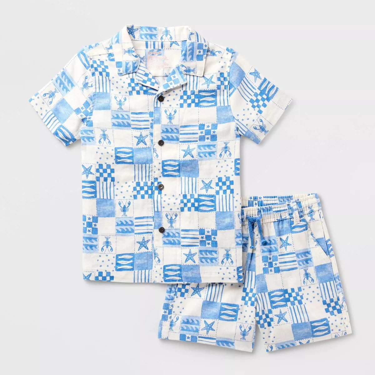 Toddler Boys' Adaptive Short Sleeve Woven Shirt and Shorts Set - Cat & Jack™ Blue 5T | Target