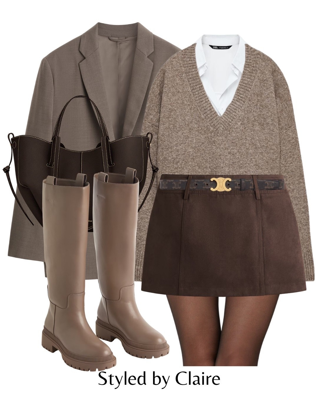 AUTUMN LAYERS🍂
Tags: merino wool blazer brown cos H&M knit sweater jumper Zara beige poplin short denim skirt belt knee high boots polene Paris cyme mini bag fashion transitional inspo outfit ideas chic women’s style city break capsule wardrobe basics neutral 

#LTKshoes #LTKstyletip #LTKbag