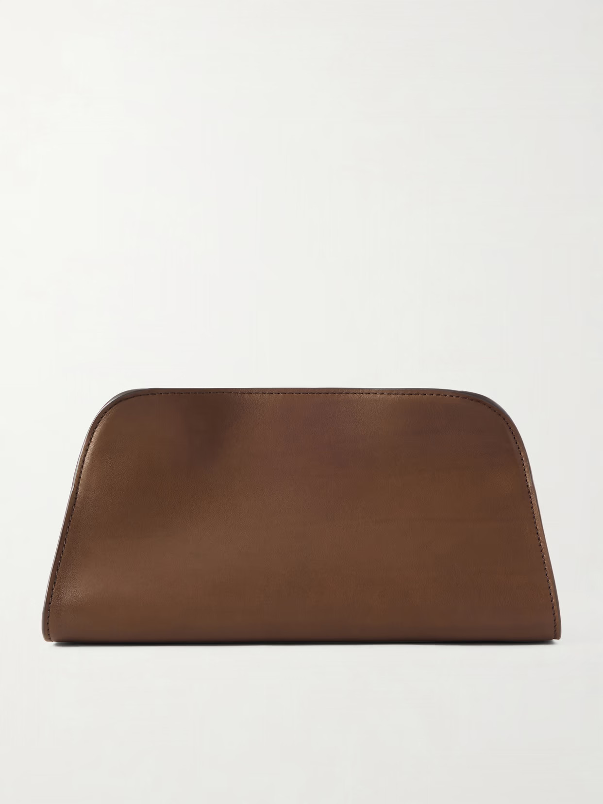 The Row - Peggy Leather Clutch - Brown | NET-A-PORTER (US)