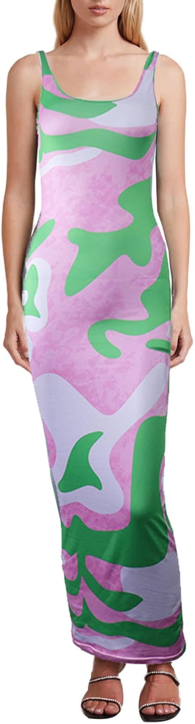 Spaghetti Strap Maxi Dresses for Women Cutout Bodycon Long Dress Sleeveless Backless Slim Fit Spl... | Amazon (US)