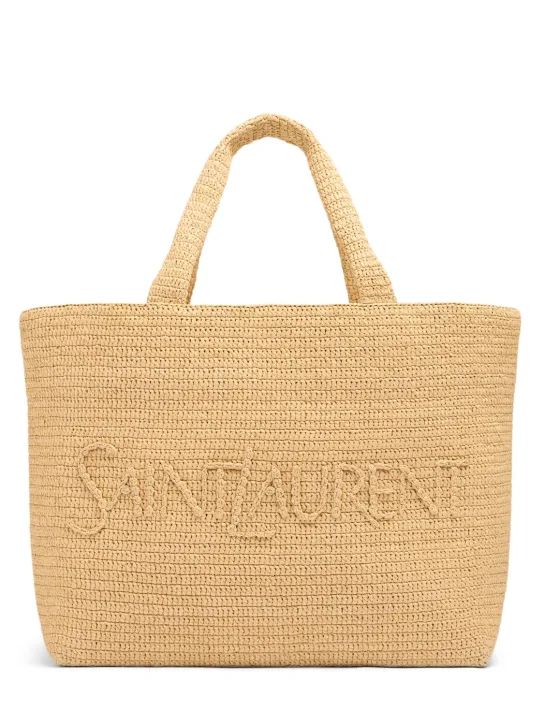 Saint Laurent raffia blend tote bag | Luisaviaroma