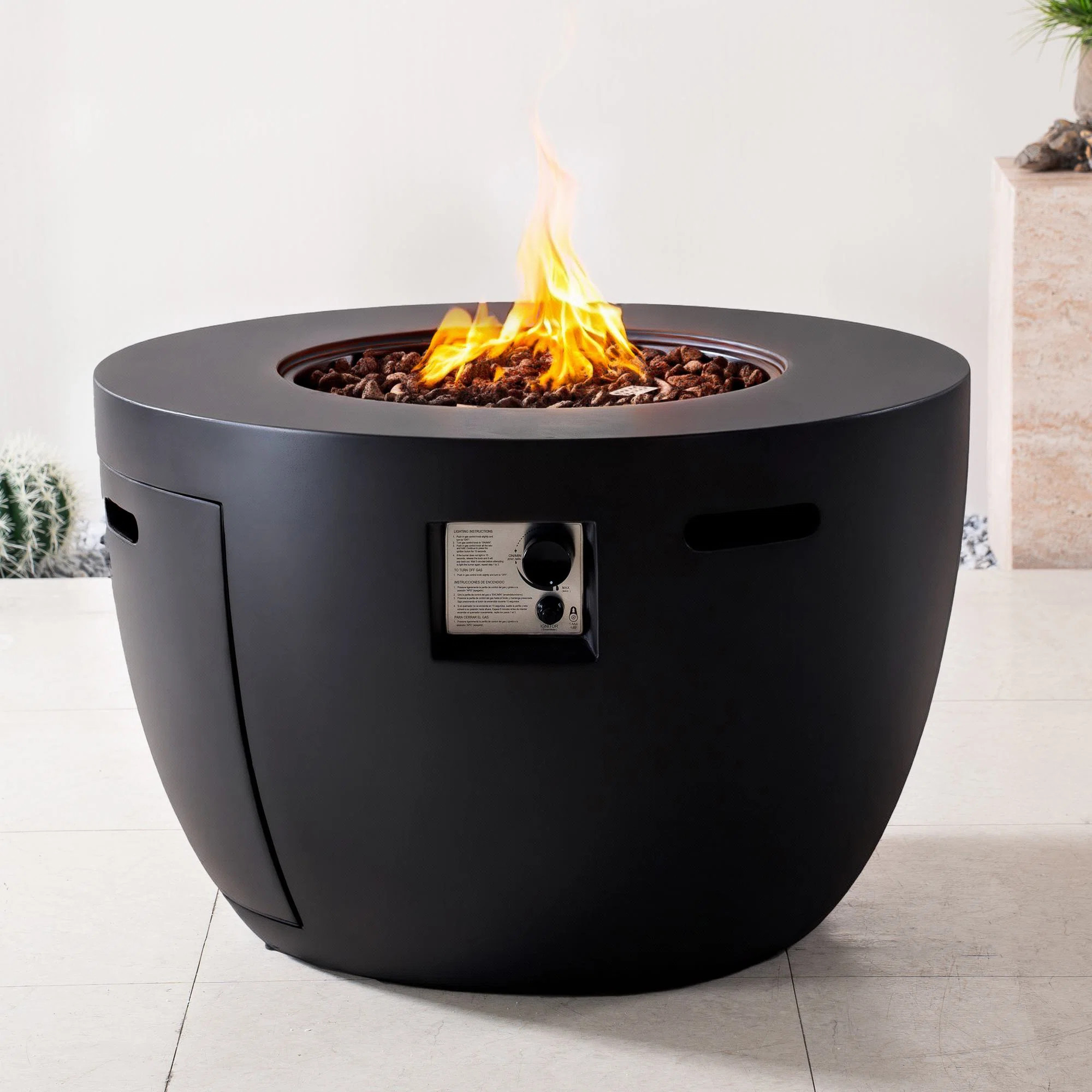 Pauland Round Concrete Propane Smokeless Fire Pit Table with Hidden Fuel Tank | Wayfair North America