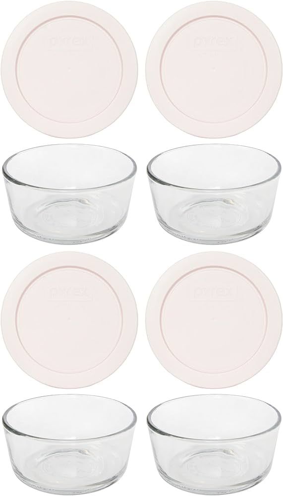 Pyrex (4 7200 Glass Dishes & (4) 7200-PC Nouveau Pink Lids Made in the USA | Amazon (US)