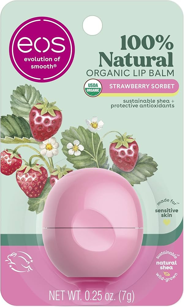 eos 100% Natural & Organic Lip Balm- Strawberry Sorbet, All-Day Moisture, Dermatologist Recommend... | Amazon (US)