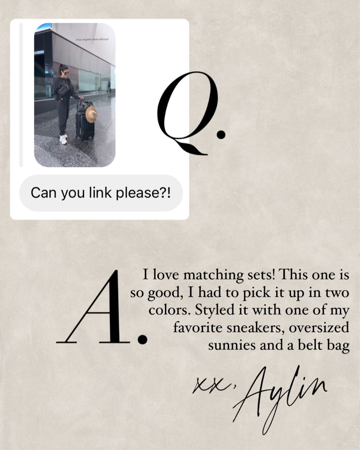 Airport outfit I wore on our way to Greece ✨ I’m just shy of 5-7” wearing the size  XS  sweatshirt and XS joggers. Also used my new belt bag for the first and love being hands free in the airport! 

#LTKstyletip #LTKfindsunder100 #LTKtravel