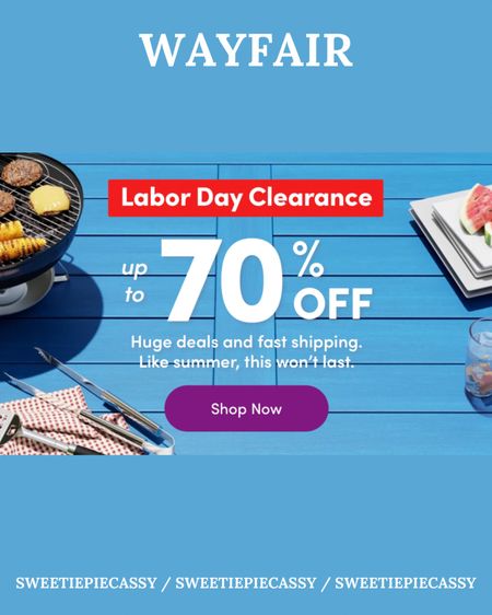 WayFair: Labor Day Clearance Sale 🇺🇸 

Up to 70% off everything from coffee tables, bedroom furniture , living room seating, kitchen & dining, nursery decor, outdoor furniture & more! Only on for a limited time, so if you see something you like- make sure to grab it quickly… and keep your eyes open for more!💫 #LTKIt

#LTKhome #LTKSeasonal #LTKfamily
