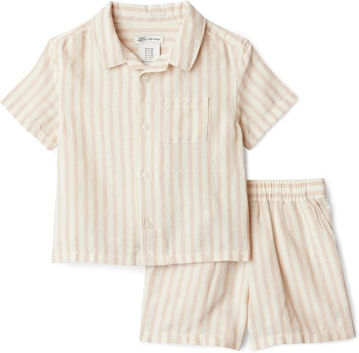 Amazon Essentials x Sofia Grainge Toddlers and Baby Boys' Cotton Linen Short Sleeve Shirt & Short... | Amazon (US)