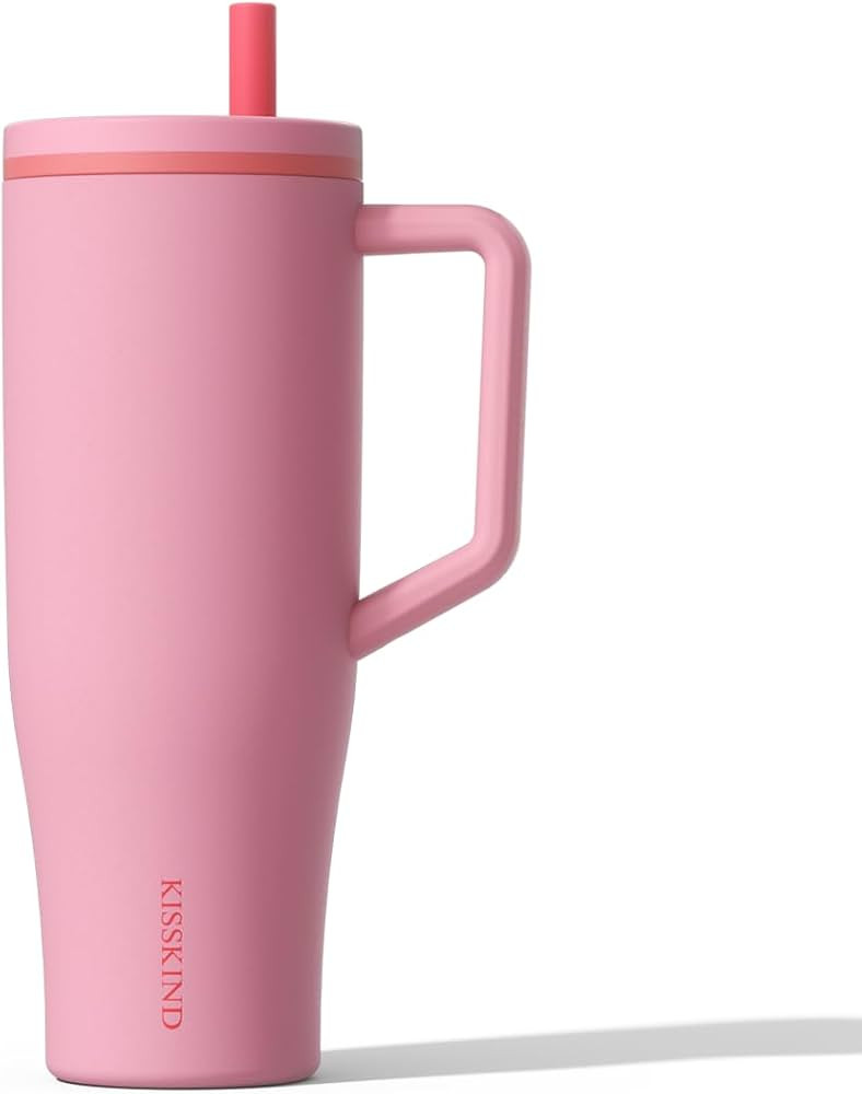 KISSKIND 40 oz Tumbler with Handle and Straw Lid, 100% Leakproof Stainless Steel Vacuum Insulated... | Amazon (US)