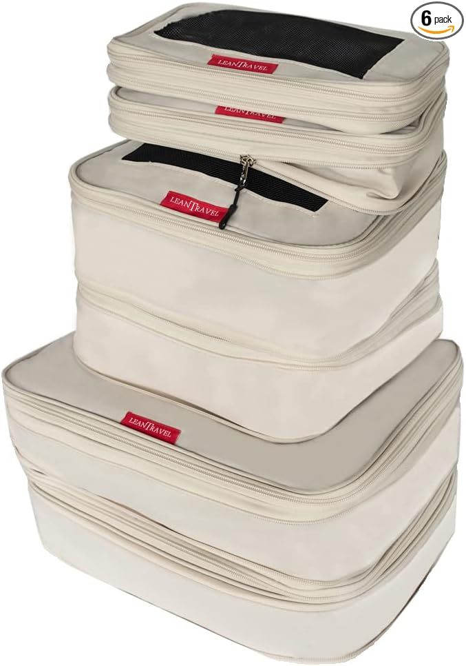LeanTravel Compression Packing Cubes for Travel Organizers with Double Zipper (6-Pack (2L+2M+2S),... | Amazon (US)