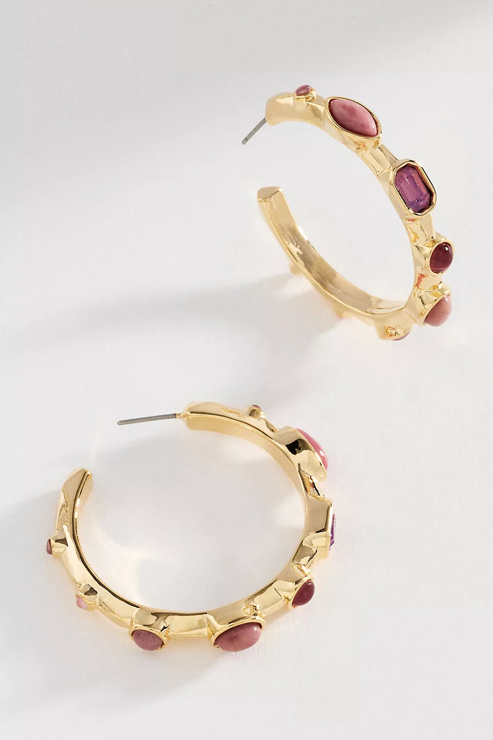 Bezel Stone Hoop Earrings | Anthropologie (US)