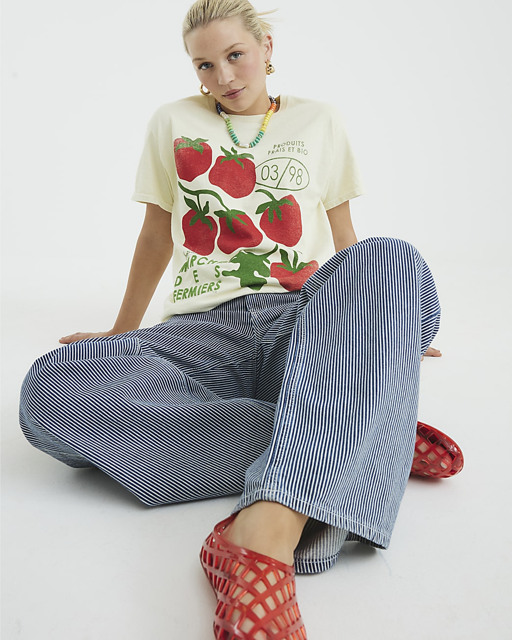 Yellow Short Sleeve Tomato T-shirt | River Island UK & IE