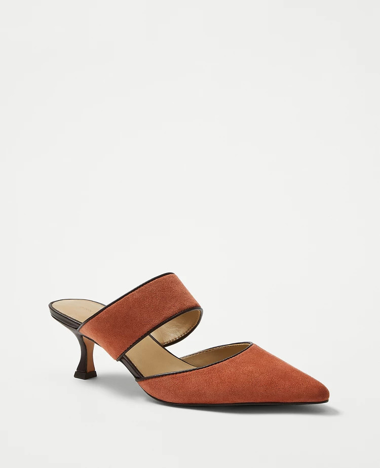 Suede Kitten Heel Mule Pumps | Ann Taylor (US)