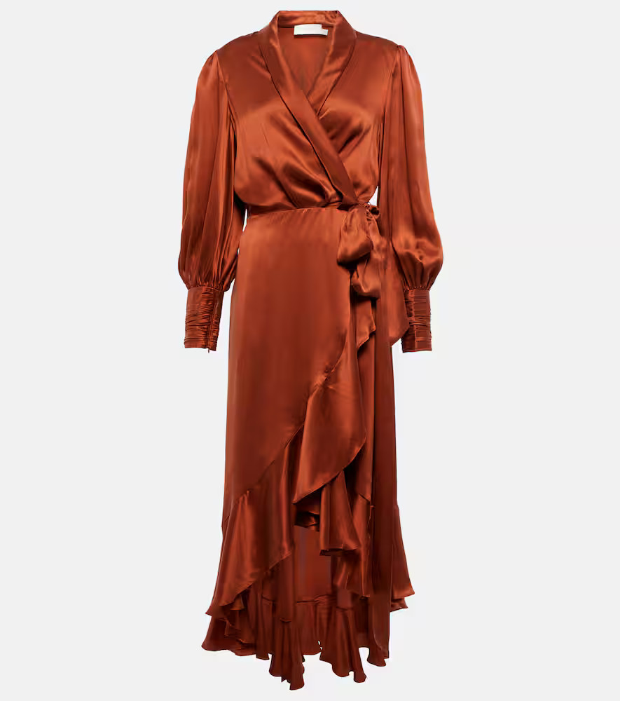 Wrap silk satin midi dress | Mytheresa (US/CA)