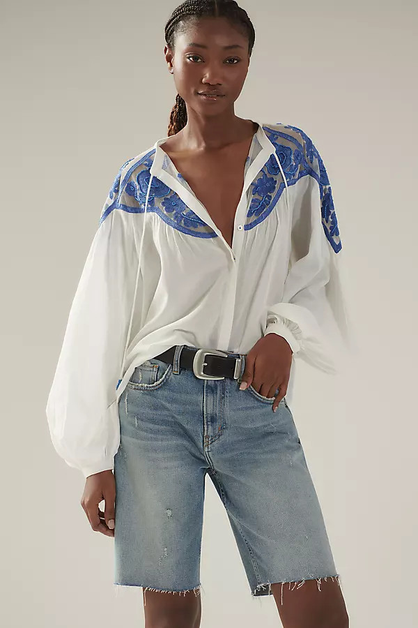 Pilcro Denim Mid-Thigh Shorts | Anthropologie (US)