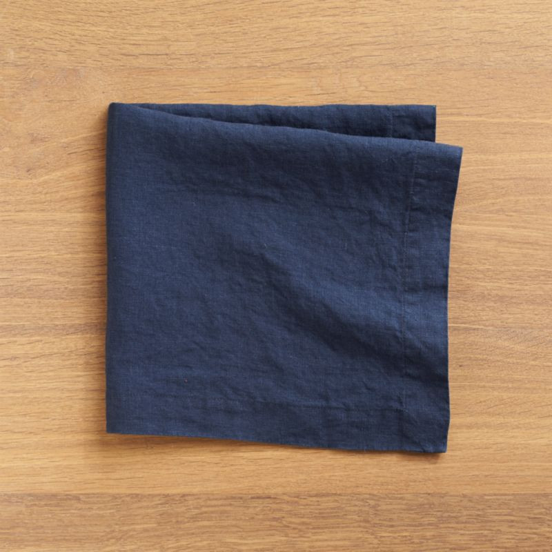 Helena Indigo Linen Dinner Napkin + Reviews | Crate and Barrel | Crate & Barrel