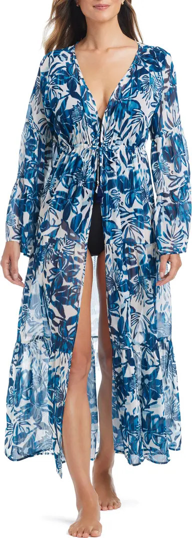 Print Long Sleeve Cover-Up Dress | Nordstrom