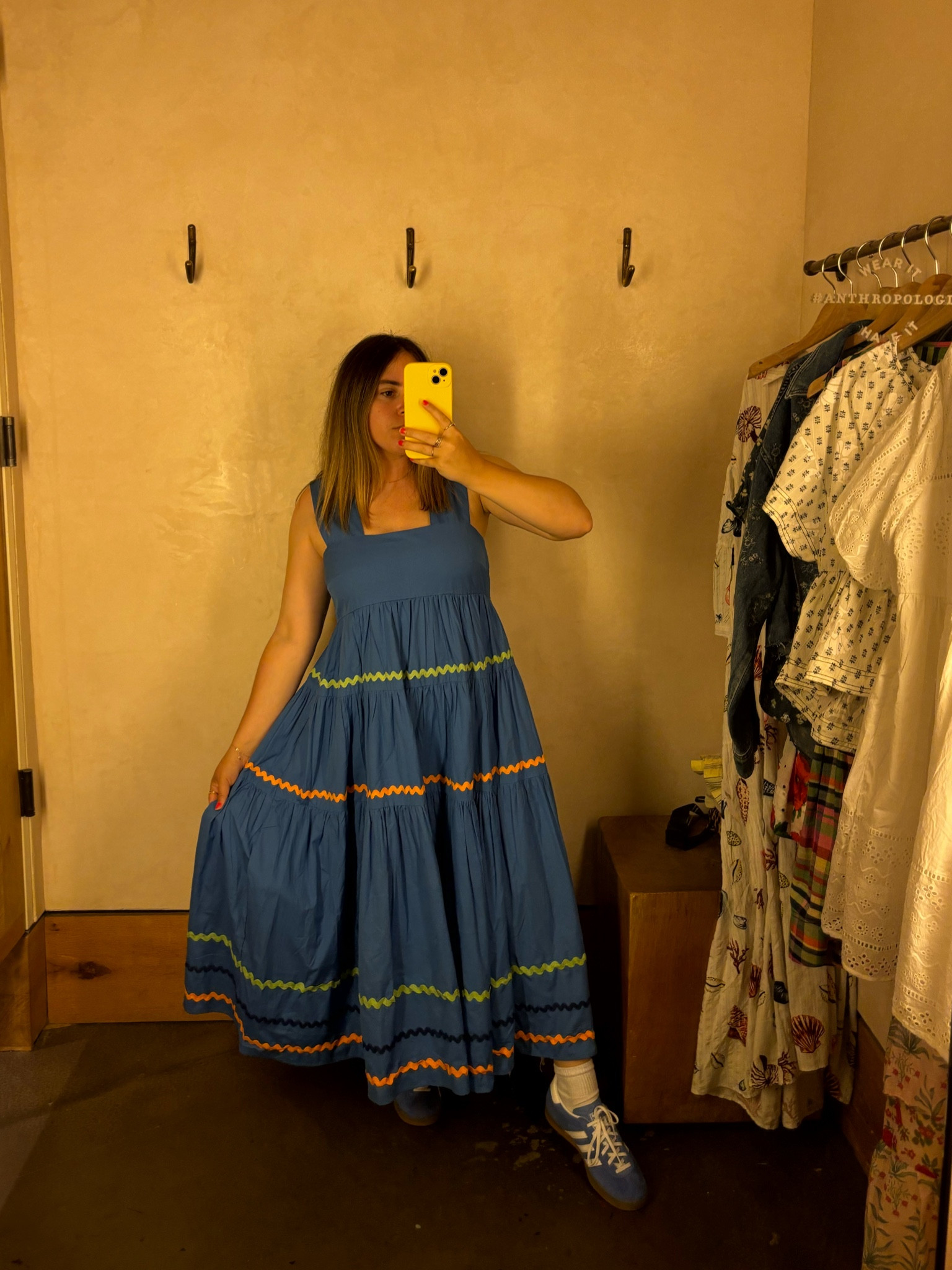 Anthropologie square neck babydoll midi dress 🦋