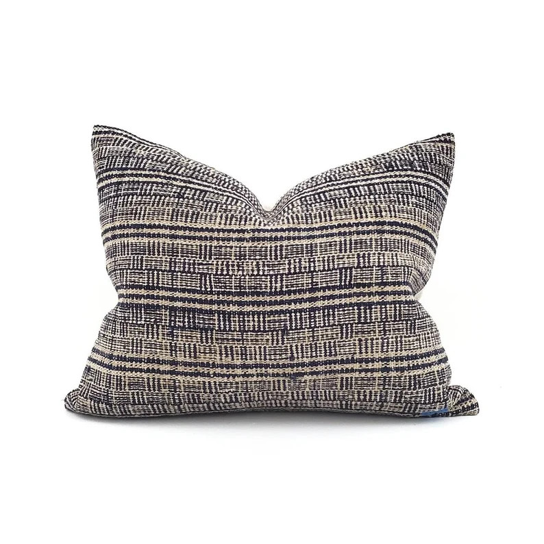 Hmong Pillow Cover Various Sizes Indigo Hemp Linen Plaid - Etsy | Etsy (US)