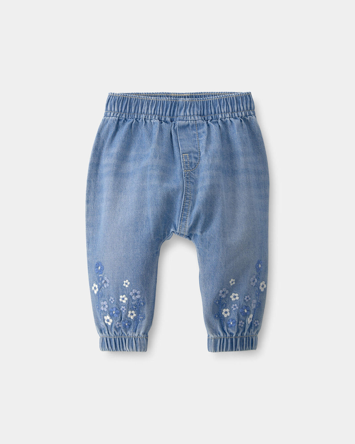 Baby Girl Floral Pull-On Denim Jogger - Medium Wash | Carter's Inc