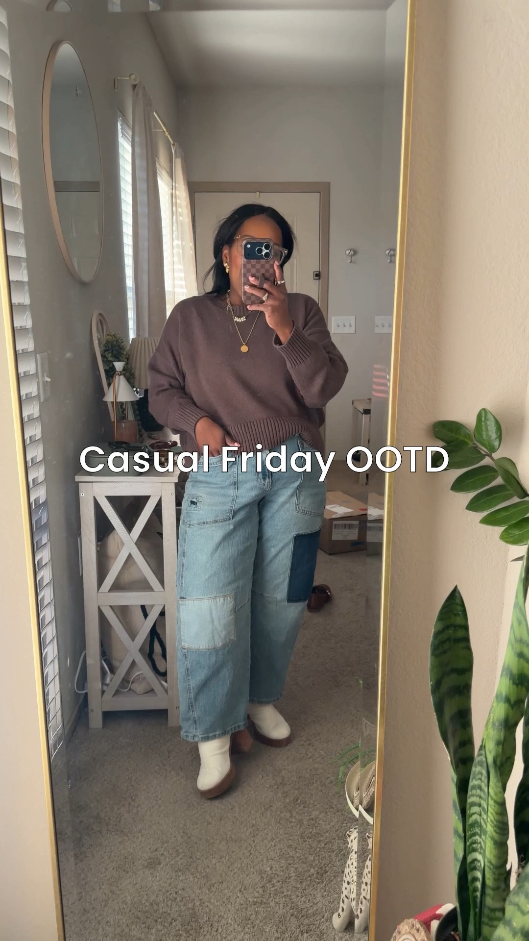 Casual Friday ootd with these barrel jeans from Walmart, sweater from @onequince and clogs from @Yellow Box 🤏🏾 Such an easy pulled together look for Spring! Size down one in the jeans. 👖 

#LTKdayinmylife #LTKgrwm #LTKootd