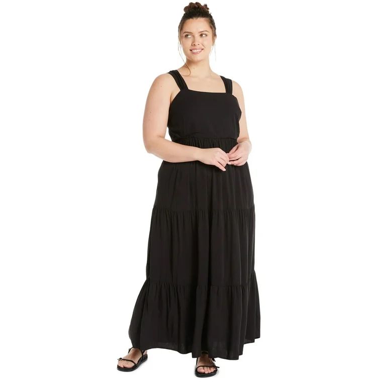 Terra & Sky Plus Size Square Neck Maxi Dress, 0X-5X | Walmart (US)