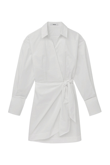 POPLIN WRAP MINI DRESS WHITE | Thakoon | Otrium | Otrium US