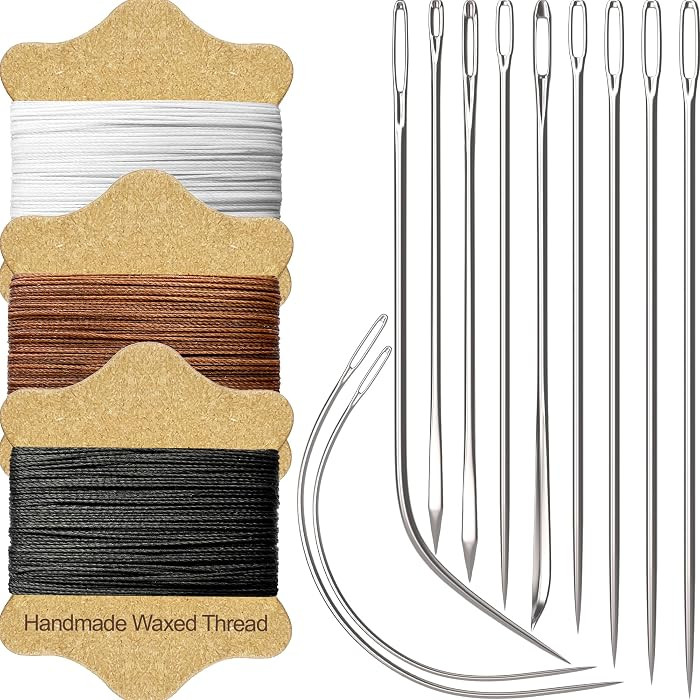 VONEEDL Upholstery Repair Kit: Waxed Sewing Thread (3 Colors) & Heavy Duty Needles (11 PCS) for L... | Amazon (US)