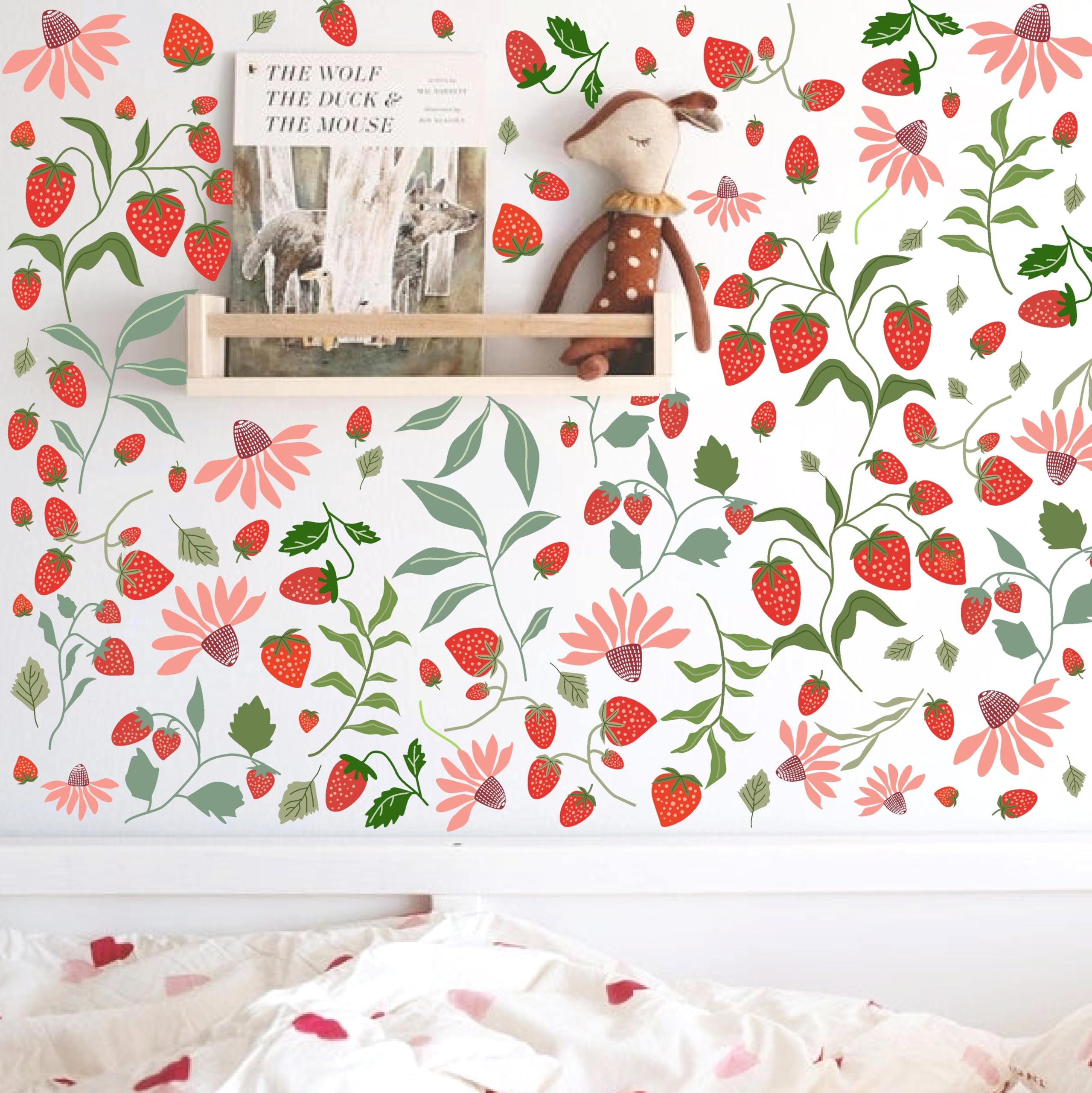 Berry Fruit Wall Stickers Strawberry Wall Decals Floral Leaf Fruits Leaves Stickers Cute Strawber... | Amazon (US)