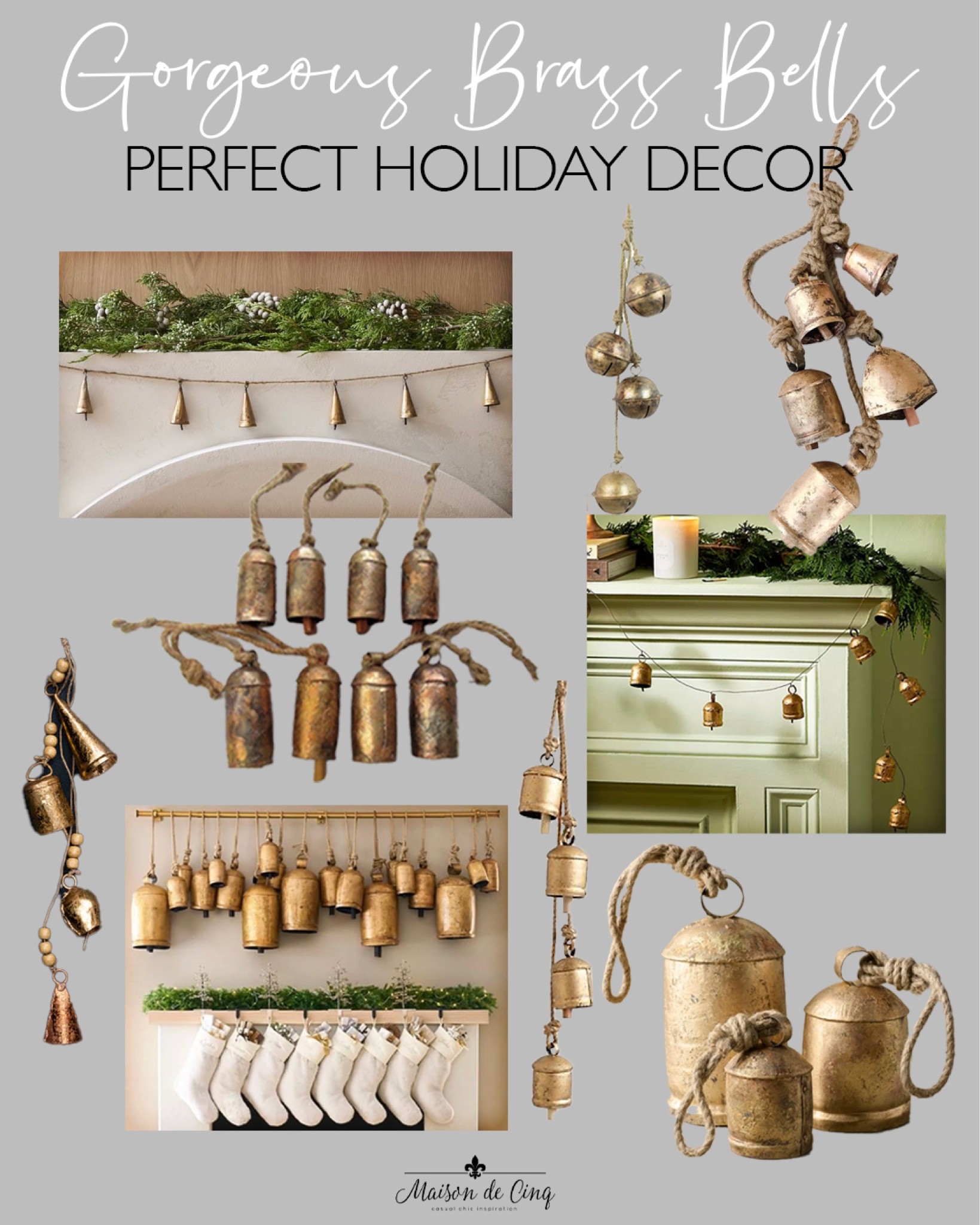 Bells, bells, bells!! Any of these vintage looking brass bells are perfect on a wreath, staircase, mantel or on their own!
Holidaydecor, christmasdecor, homedecor
Amazon, pottery barn, Anthropologie, terrain, McGee & Co

#LTKunder50 #LTKHoliday #LTKhome