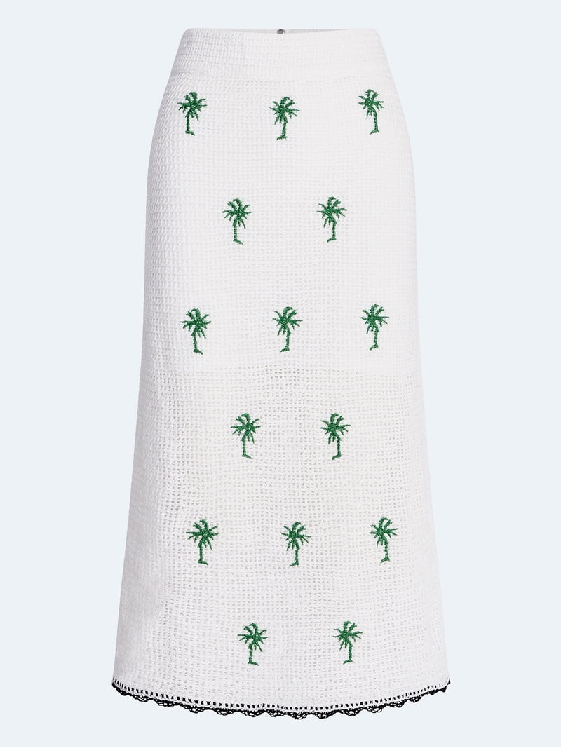 Free Assembly Women's Embroidered Knit Cotton Pencil Midi Skirt, Sizes XS-XXL | Walmart (US)