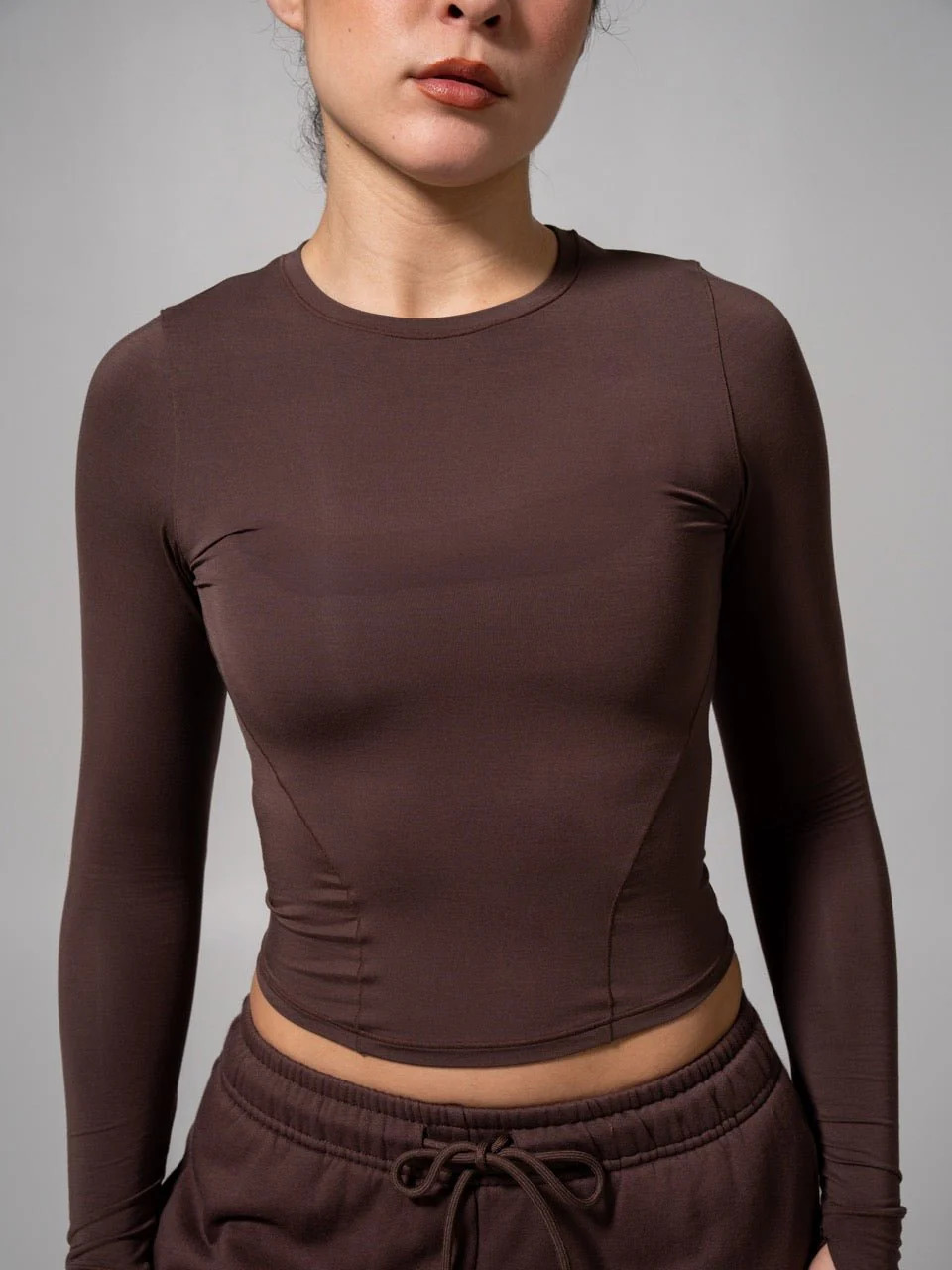 Halo Long Sleeve Baby Tee - Espresso | Buffbunny Collection